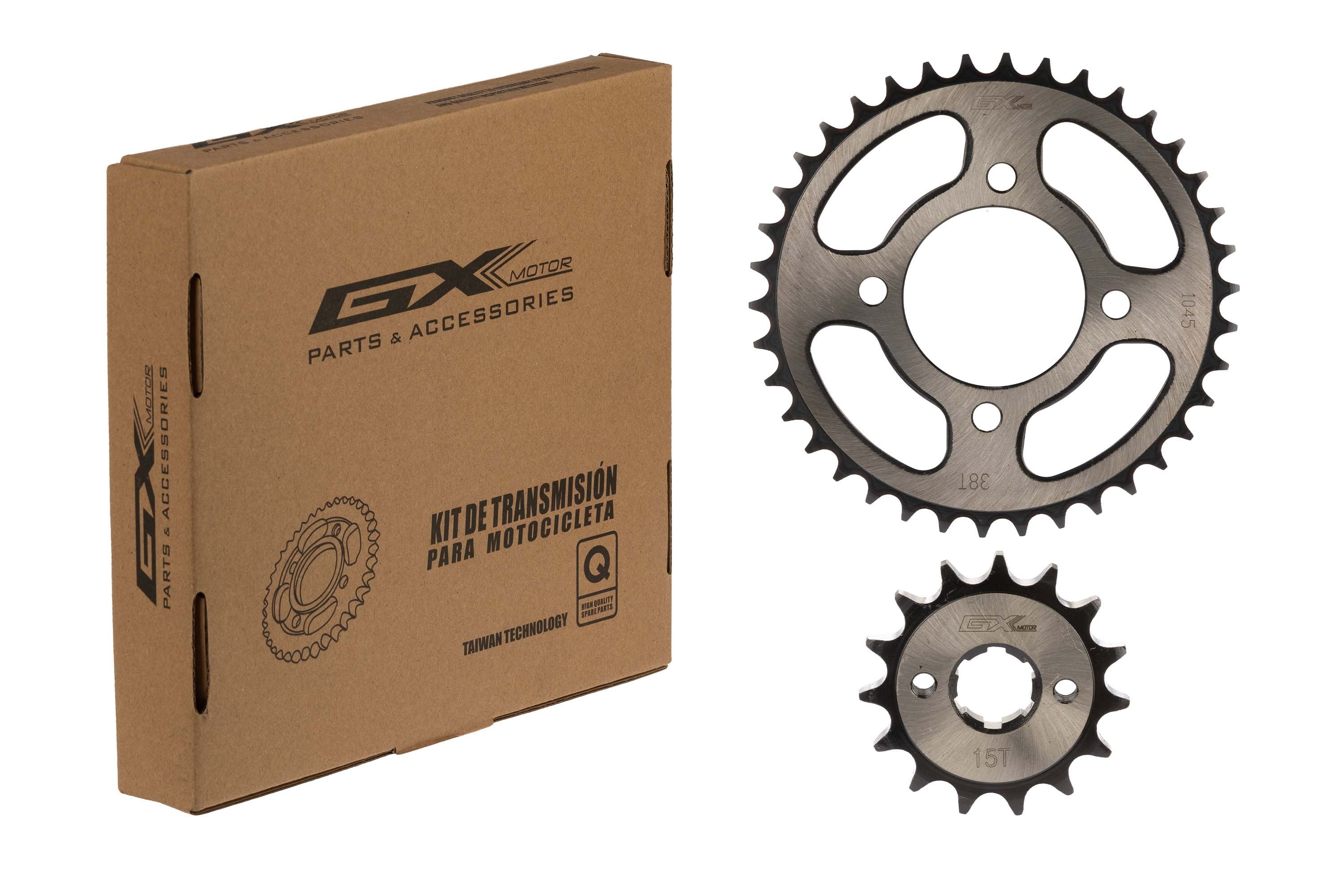 Kit Sprocket-Piñon negro 38T/15T AKT 125 EVO/EVO NE GX Motor
