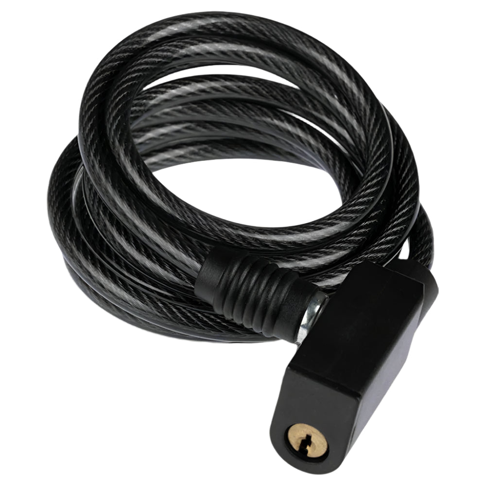 Candado de cable espiral negro con soporte GW