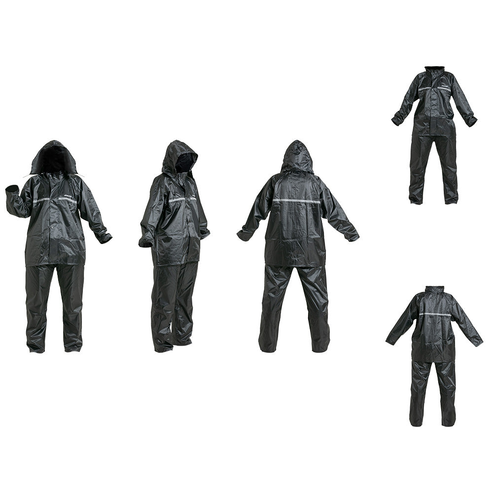 Impermeable pantalón y chaqueta con reflectivo Negro GX Motor