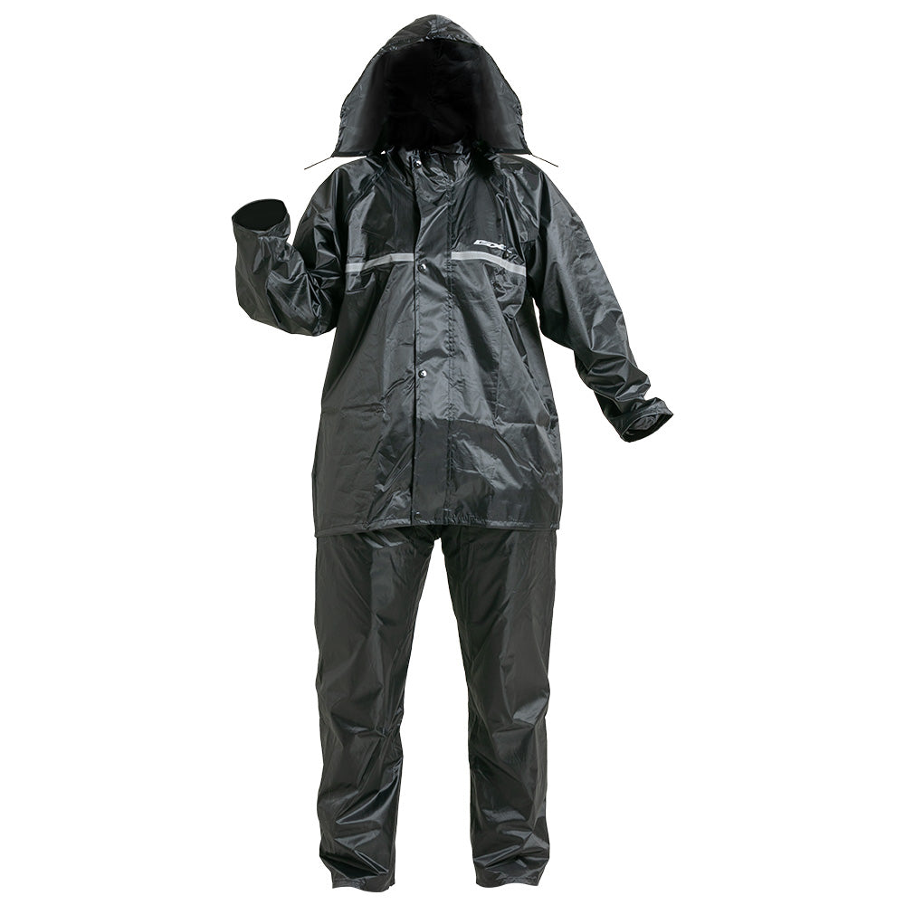 Impermeable pantalón y chaqueta con reflectivo Negro GX Motor