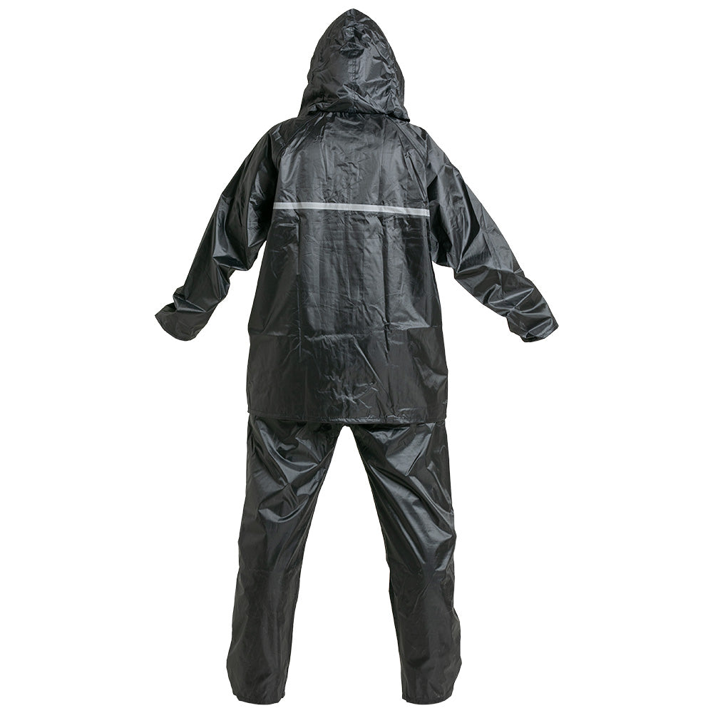 Impermeable pantalón y chaqueta con reflectivo Negro GX Motor