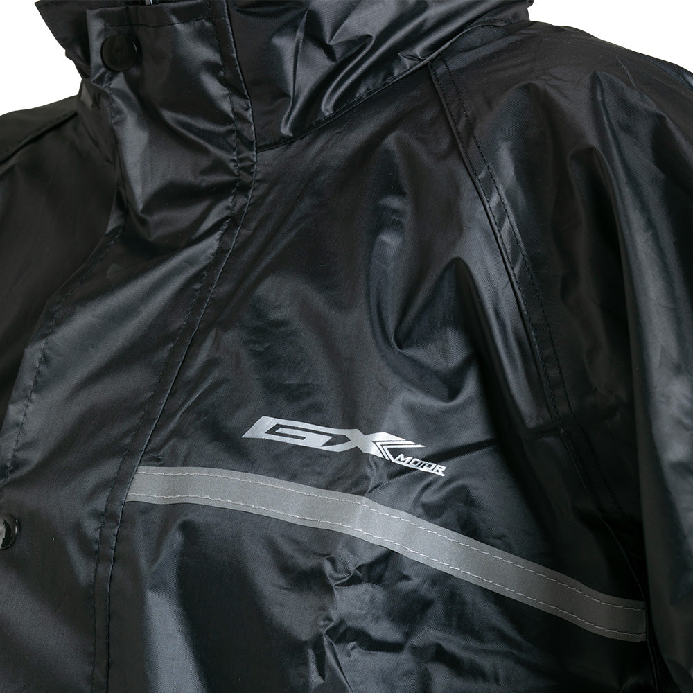 Impermeable pantalón y chaqueta con reflectivo Negro GX Motor