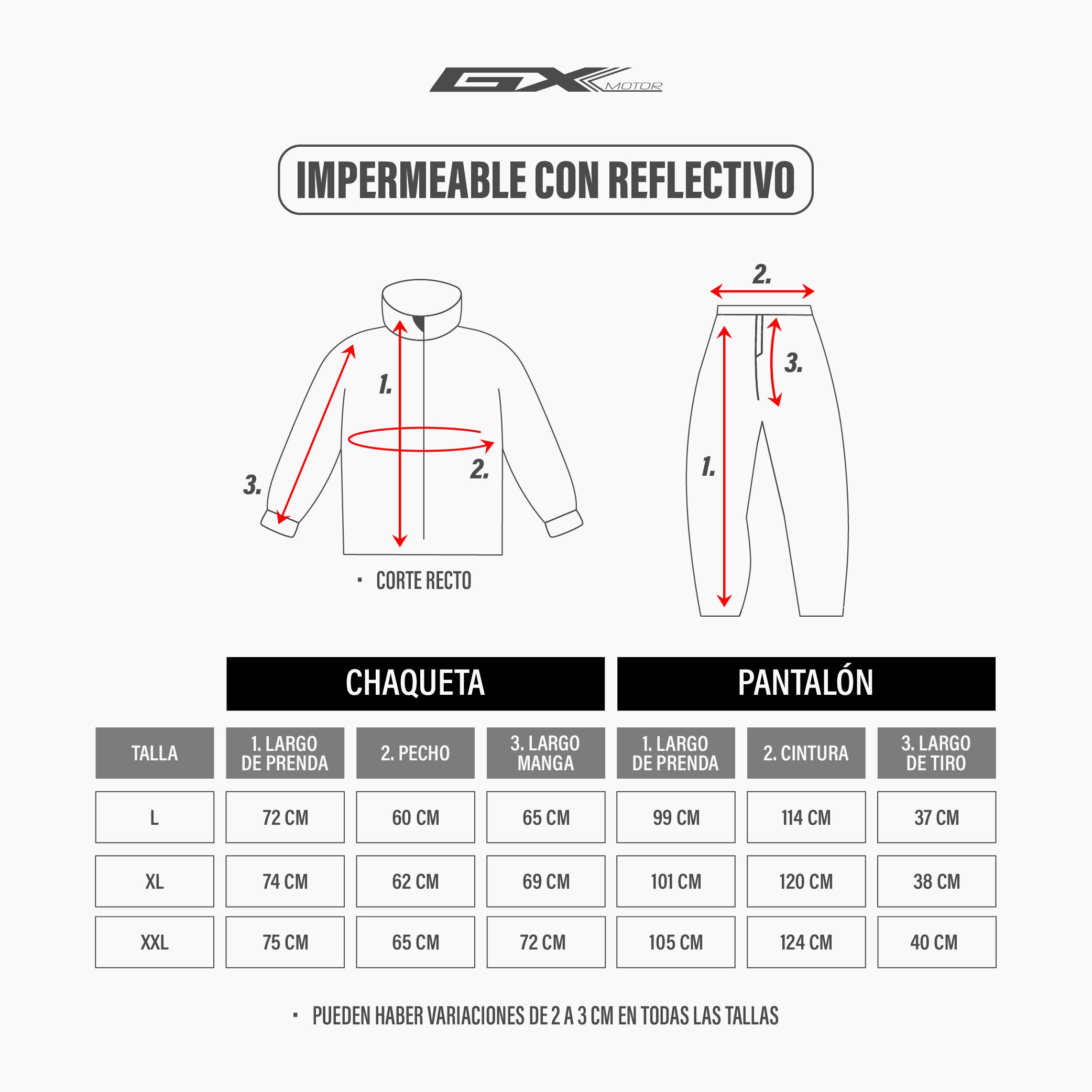 Impermeable pantalón y chaqueta con reflectivo Negro GX Motor