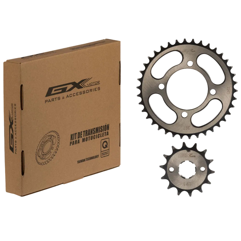 Kit Sprocket- Piñón negro 38T/14T AKT 125 NKD/SL/EVO GX Motor