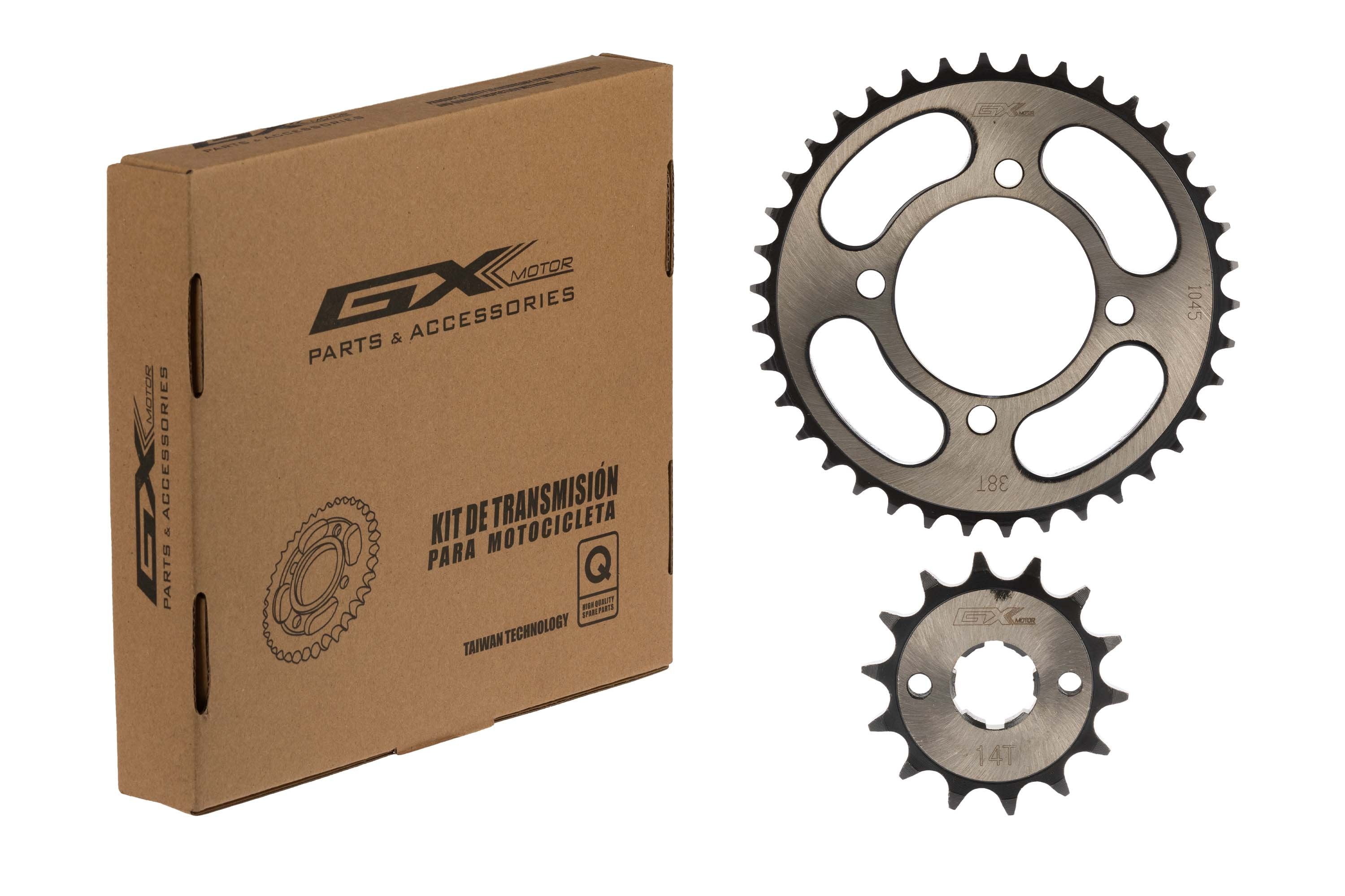 Kit Sprocket- Piñón negro 38T/14T para AKT125 NKD/SL/Evo GX Motor