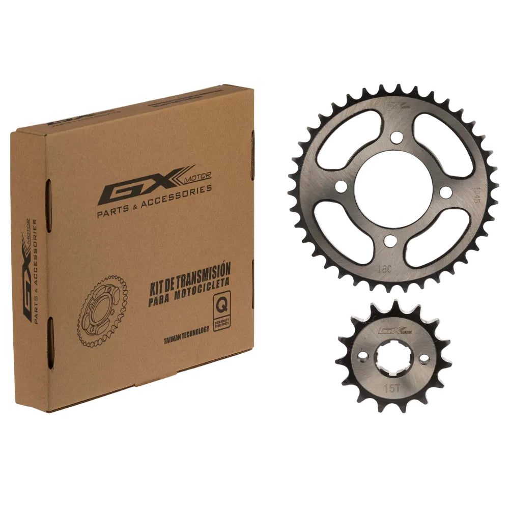 Kit Sprocket-Piñon negro 38T/15T AKT 125 EVO/EVO NE GX Motor
