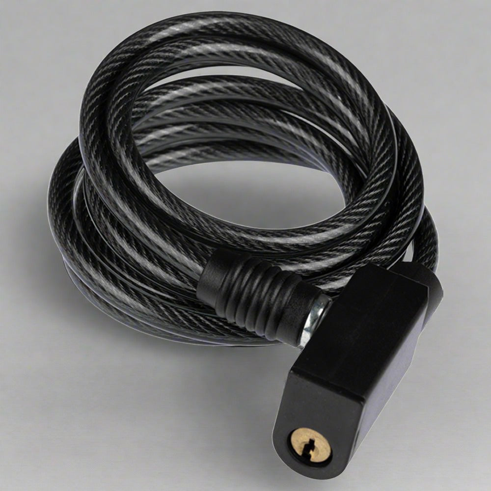 Candado de cable espiral negro con soporte GW