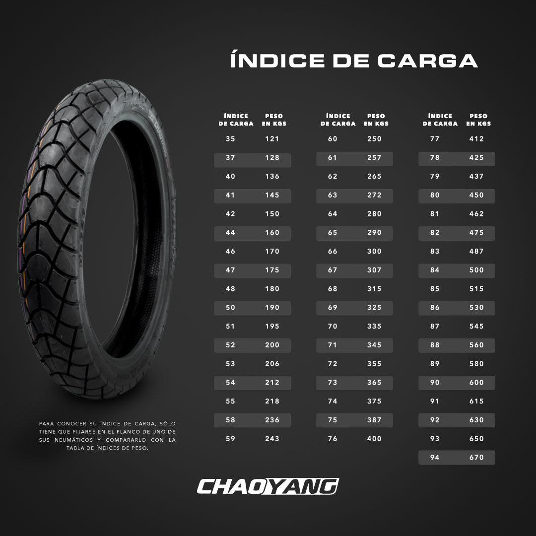 Llanta Chaoyang 90/90-18 H626 TL Trasera Doble propósito